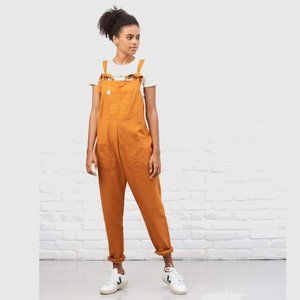 Lucy & Yak Organic 'Umi' Cotton Overalls in Rust Orange